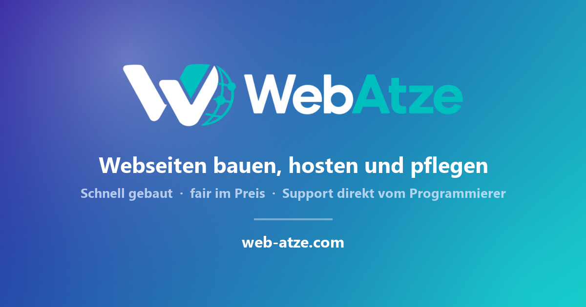 WebAtze-Logo mit dem Claim «Webseiten bauen, hosten und pflegen»